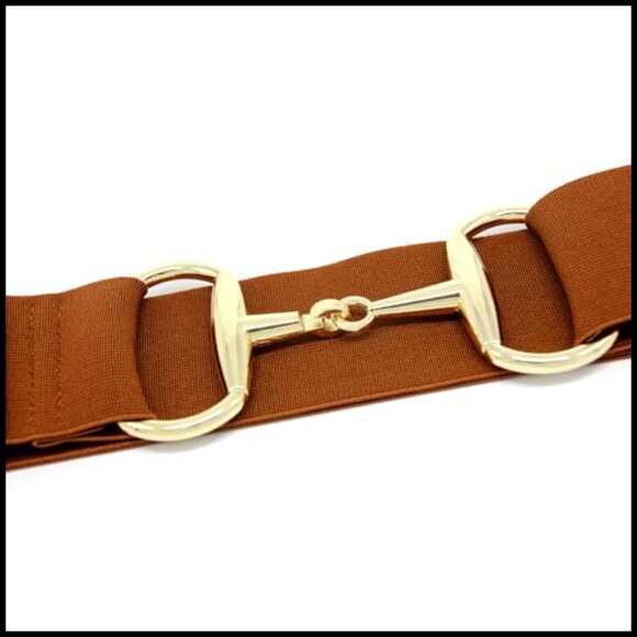 Elastic Equestrian Belt with Gold Bit Buckle, Adjustable Riding Belt main image 4
